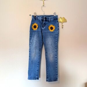 Girls Blue Jeans Yellow Sunflower Embroidered Size 5T Gymboree Kansas Flower